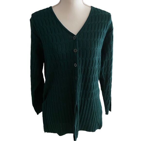 Norm Thompson Cable Knit Cardigan Sweater Italy Size Small - Picture 6 of 6